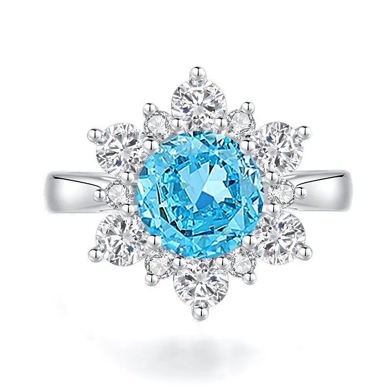 Round Engagement Ring 8*8 925 Silver High carbon diamond