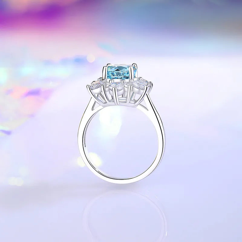 Round Engagement Ring 8*8 925 Silver High carbon diamond