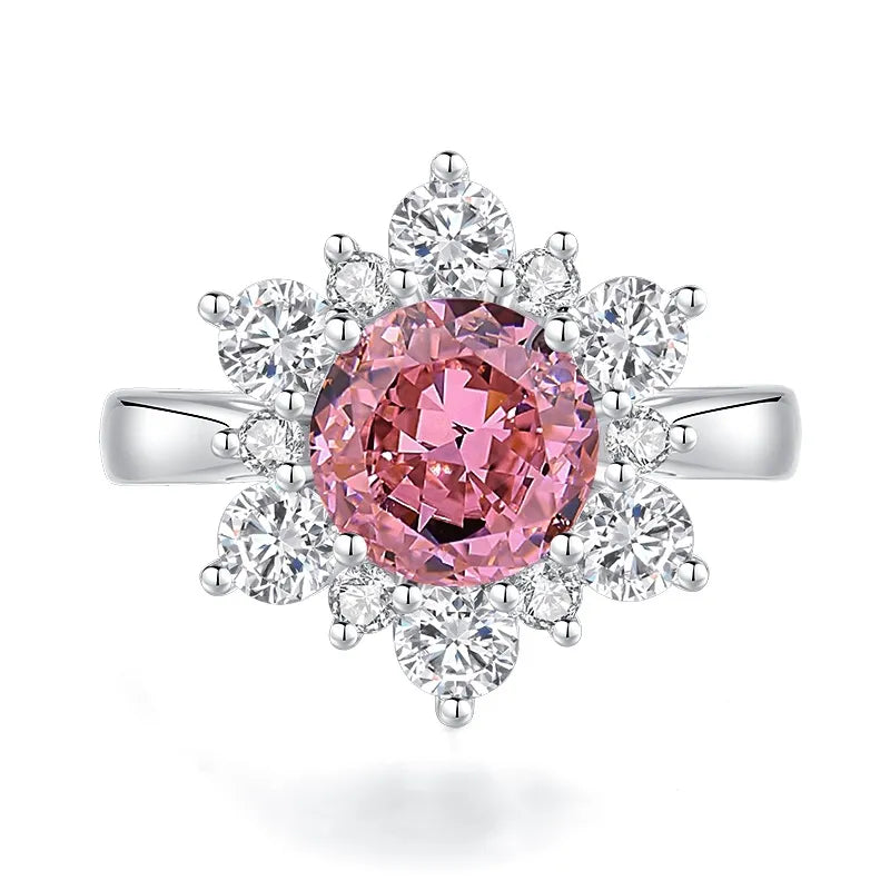 Round Engagement Ring 8*8 925 Silver High carbon diamond