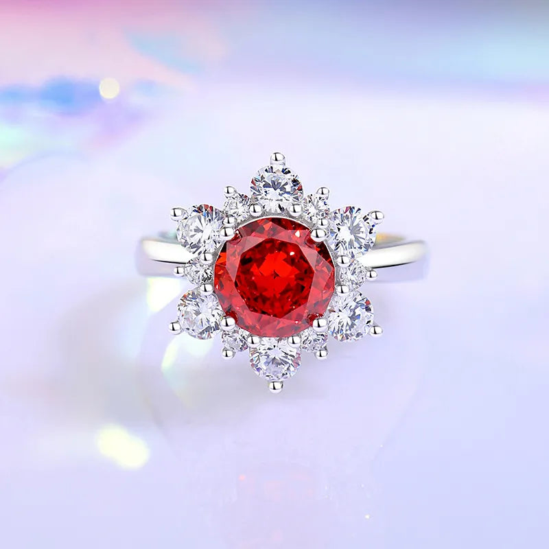 Round Engagement Ring 8*8 925 Silver High carbon diamond