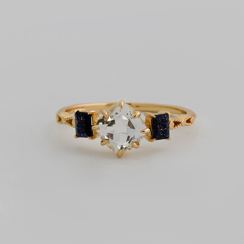 Princess Square Engagement Ring 925 Silver White Crystal