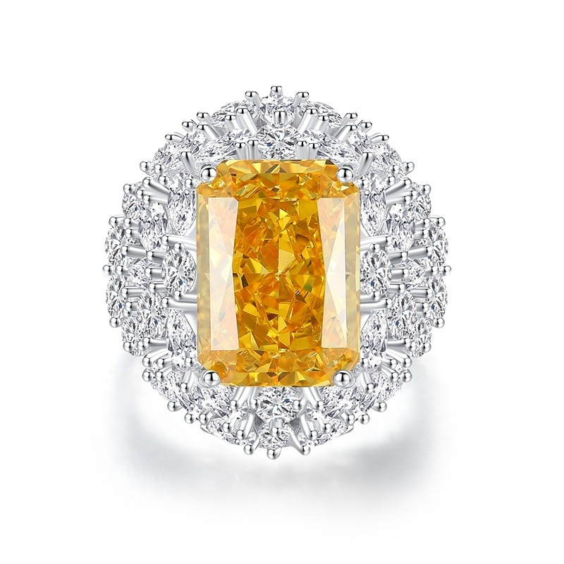 Radiant Engagement Ring 10*14 925 Silver High Carbon Diamond