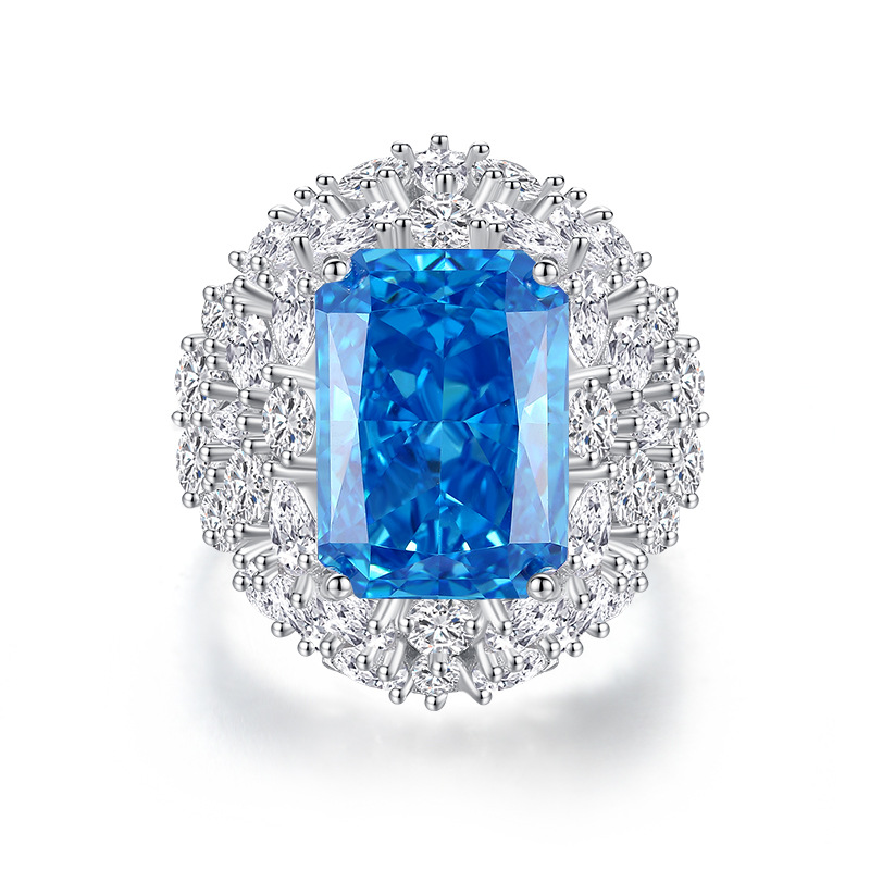 Radiant Engagement Ring 10*14 925 Silver High Carbon Diamond