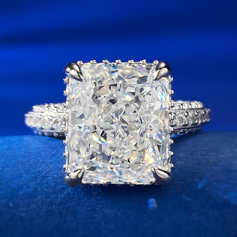 Radiant Engagement Ring 10*12 925 Silver High Carbon Diamond