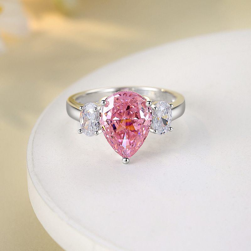 Pear Engagement Ring 10ct 10*12 925 Silver High Carbon Diamond