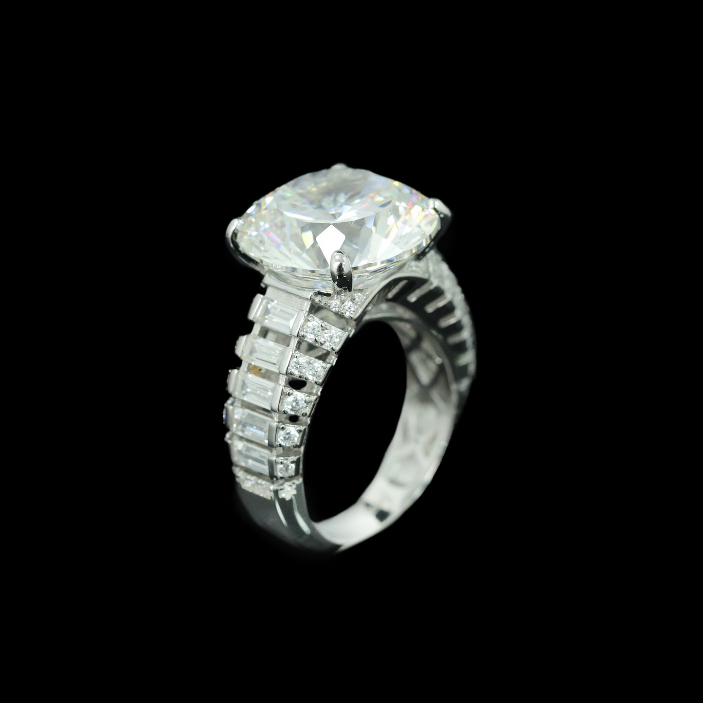 Round Engagement Ring 12ct 925 Silver High Carbon Diamond