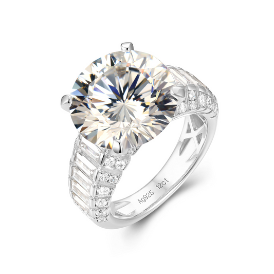 Round Engagement Ring 12ct 925 Silver High Carbon Diamond