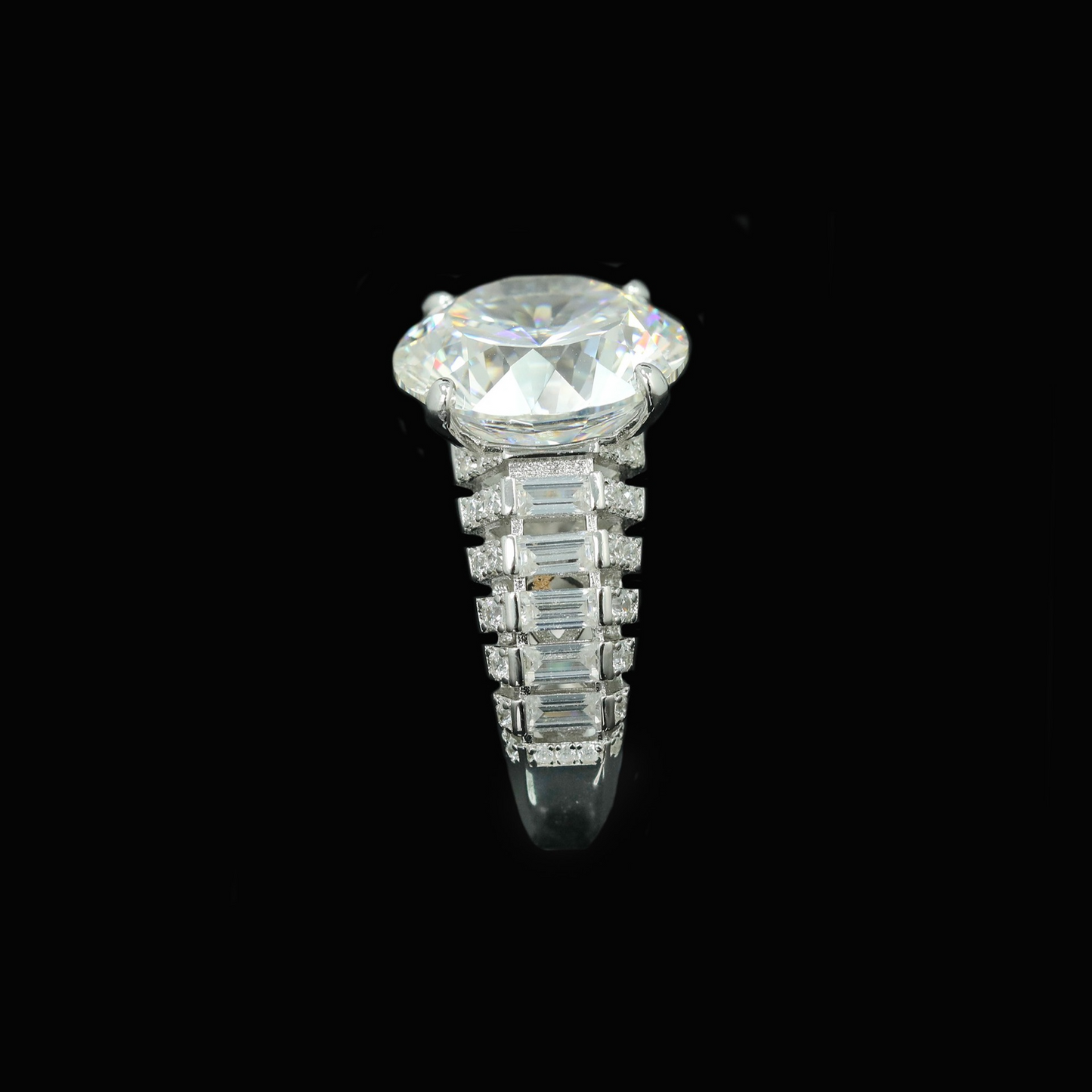 Round Engagement Ring 12ct 925 Silver High Carbon Diamond