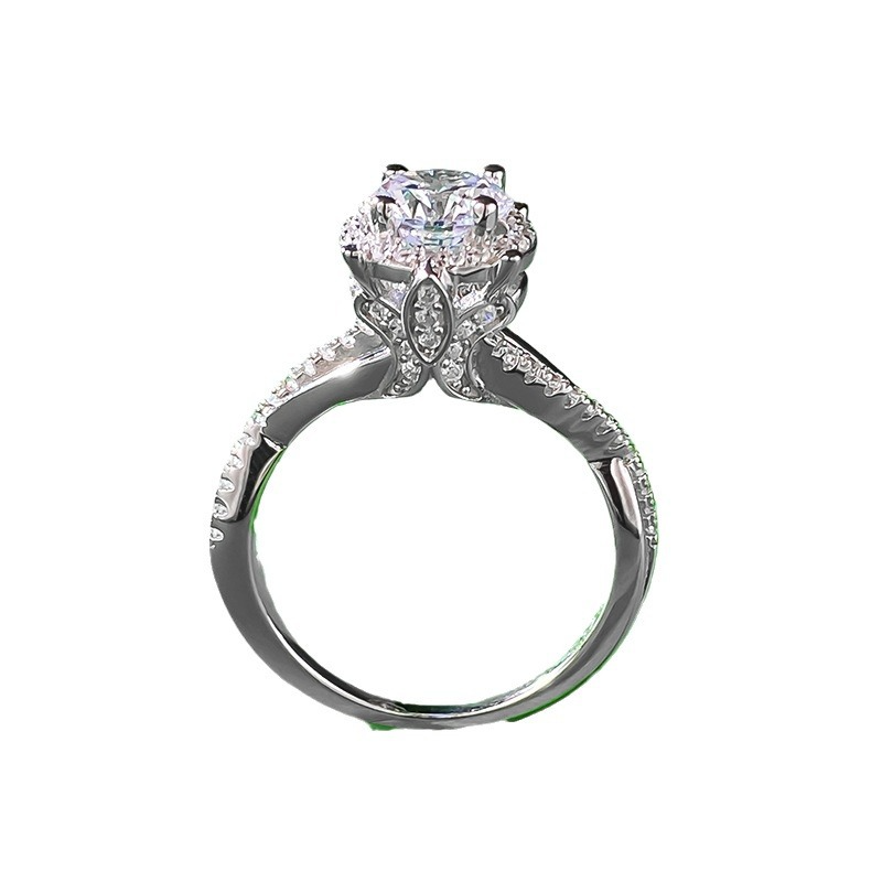 Round Engagement Ring 1ct 6.5mm 925 Silver High Carbon Diamond