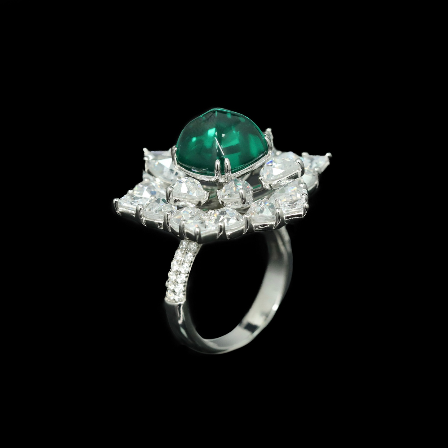 Sugar Tower Engagement Ring 925 Silver High Carbon Diamond