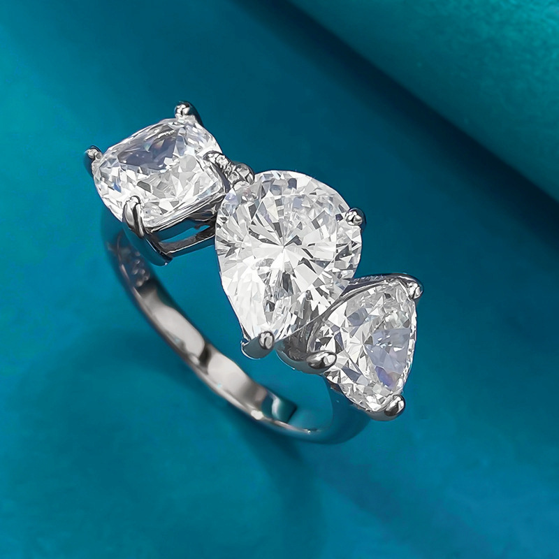Pear Engagement Ring 8*10 925 Silver High Carbon Diamond