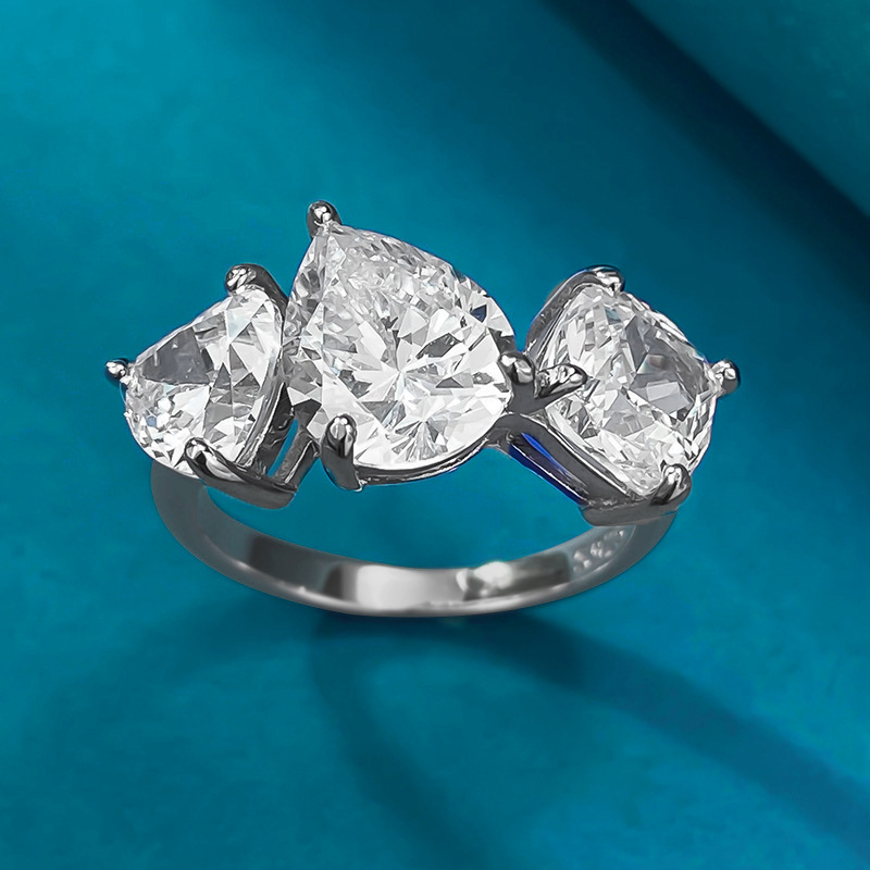 Pear Engagement Ring 8*10 925 Silver High Carbon Diamond