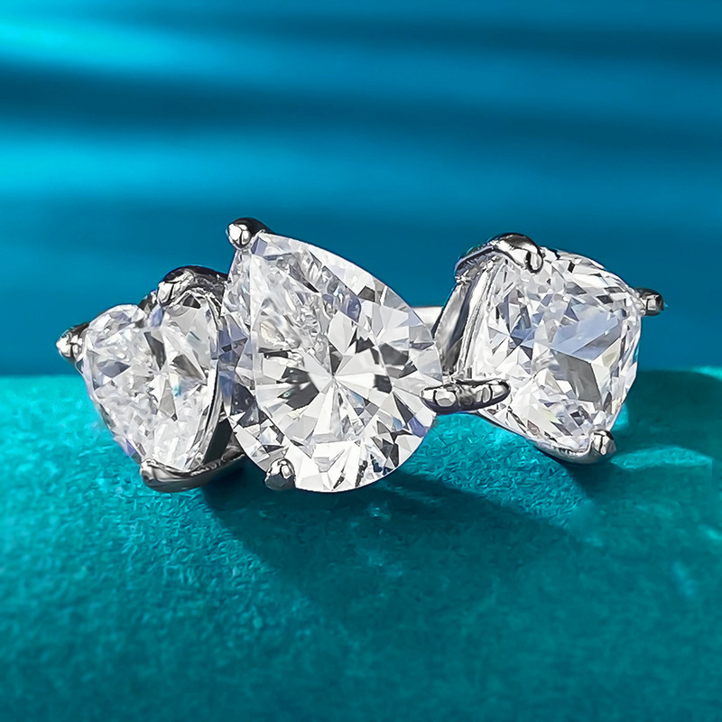 Pear Engagement Ring 8*10 925 Silver High Carbon Diamond