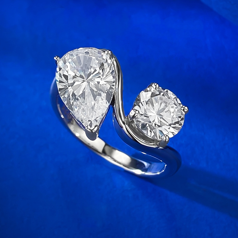 Pear Engagement Ring 7*11 925 Silver High Carbon Diamond