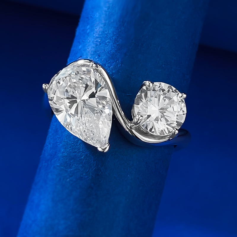 Pear Engagement Ring 7*11 925 Silver High Carbon Diamond