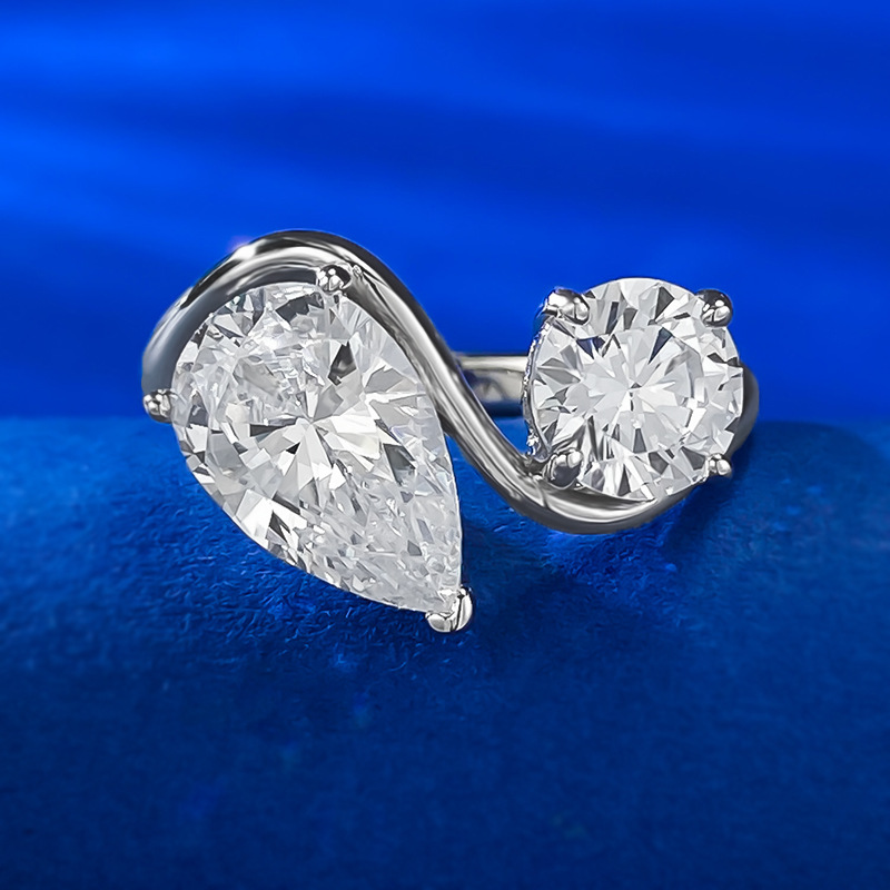Pear Engagement Ring 7*11 925 Silver High Carbon Diamond