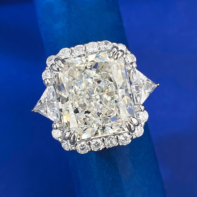 Radiant Engagement Ring 12*14 925 Silver High Carbon Diamond