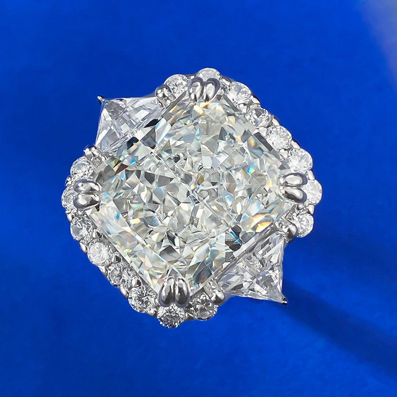Radiant Engagement Ring 12*14 925 Silver High Carbon Diamond