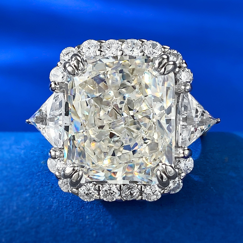 Radiant Engagement Ring 12*14 925 Silver High Carbon Diamond