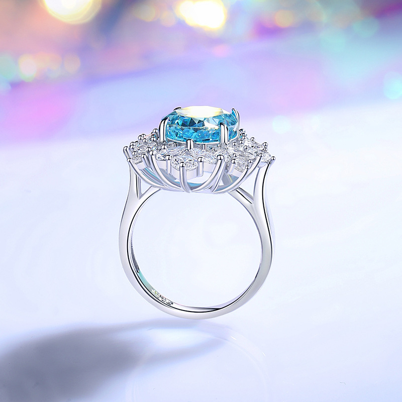 Oval Engagement Ring 10*14 925 Silver High Carbon Diamond