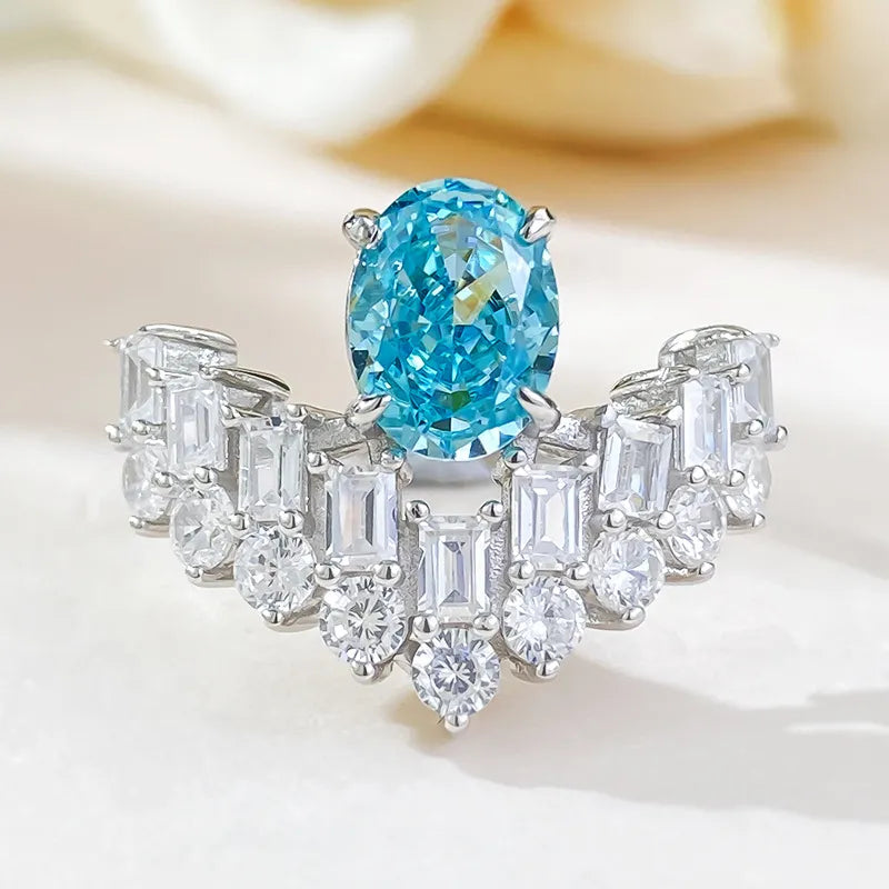 Oval Engagement Ring 6*8 925 Silver High Carbon Diamond