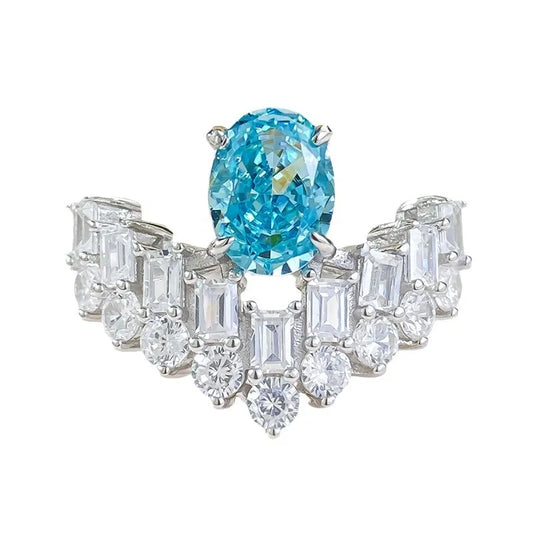 Oval Engagement Ring 6*8 925 Silver High Carbon Diamond