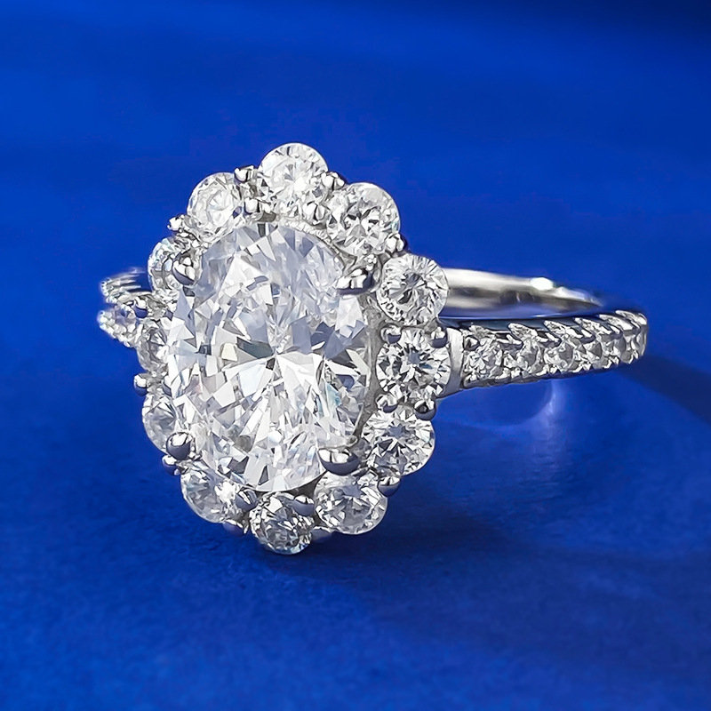Oval Engagement Ring 7*9 925 Silver High Carbon Diamond