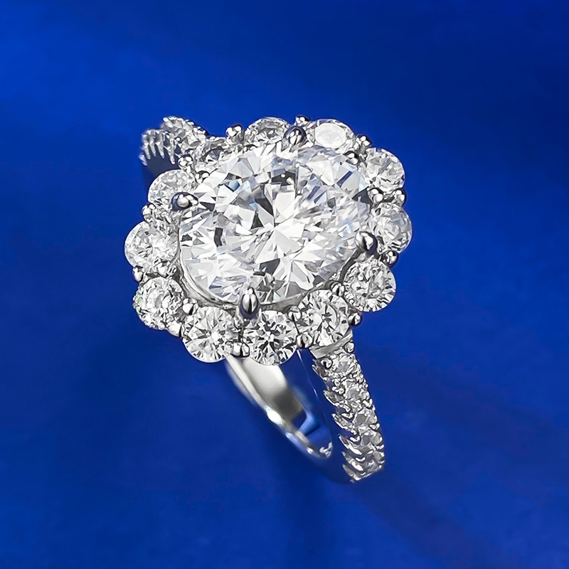 Oval Engagement Ring 7*9 925 Silver High Carbon Diamond