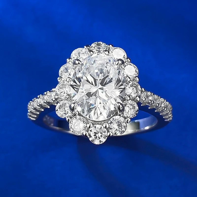 Oval Engagement Ring 7*9 925 Silver High Carbon Diamond