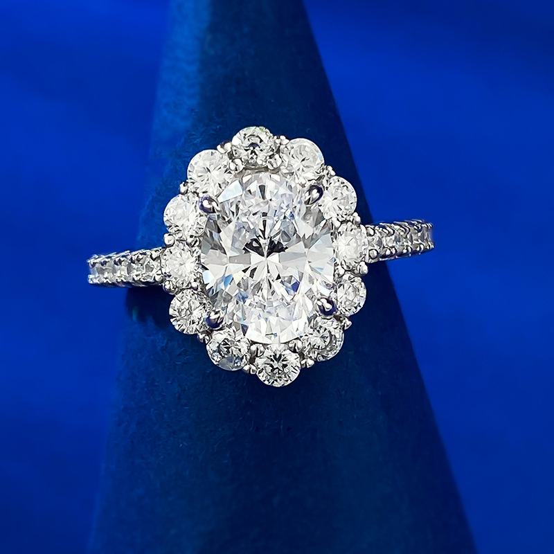 Oval Engagement Ring 7*9 925 Silver High Carbon Diamond
