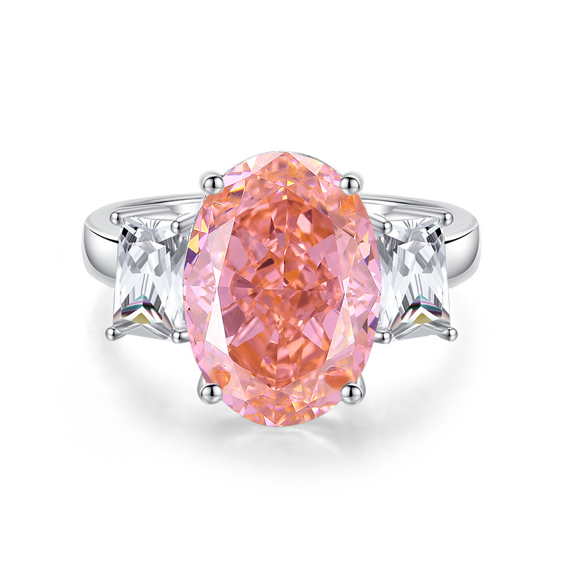 Oval Engagement Ring 10*14 925 Silver High Carbon Diamond