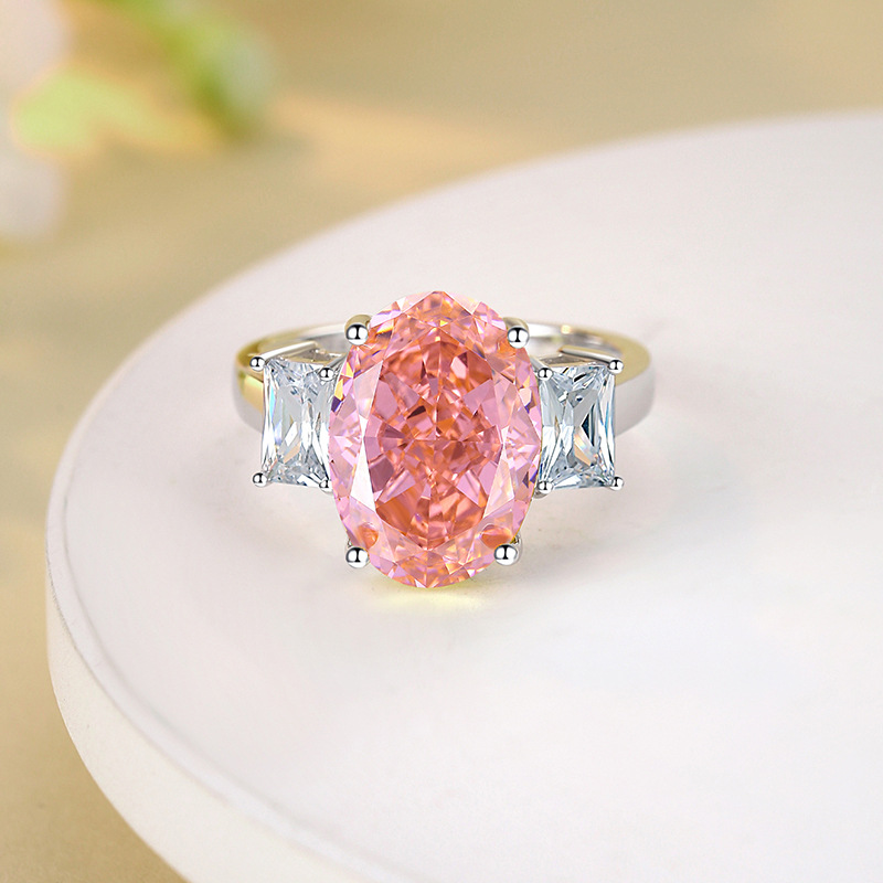 Oval Engagement Ring 10*14 925 Silver High Carbon Diamond