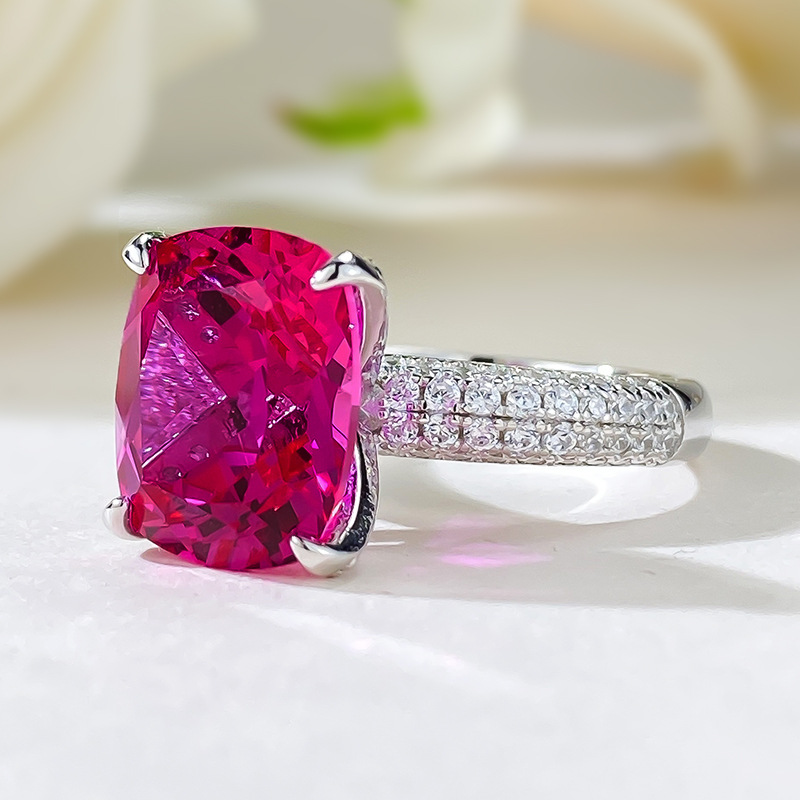 Cushion Engagement Ring 10*12 925 Silver High Carbon Diamond