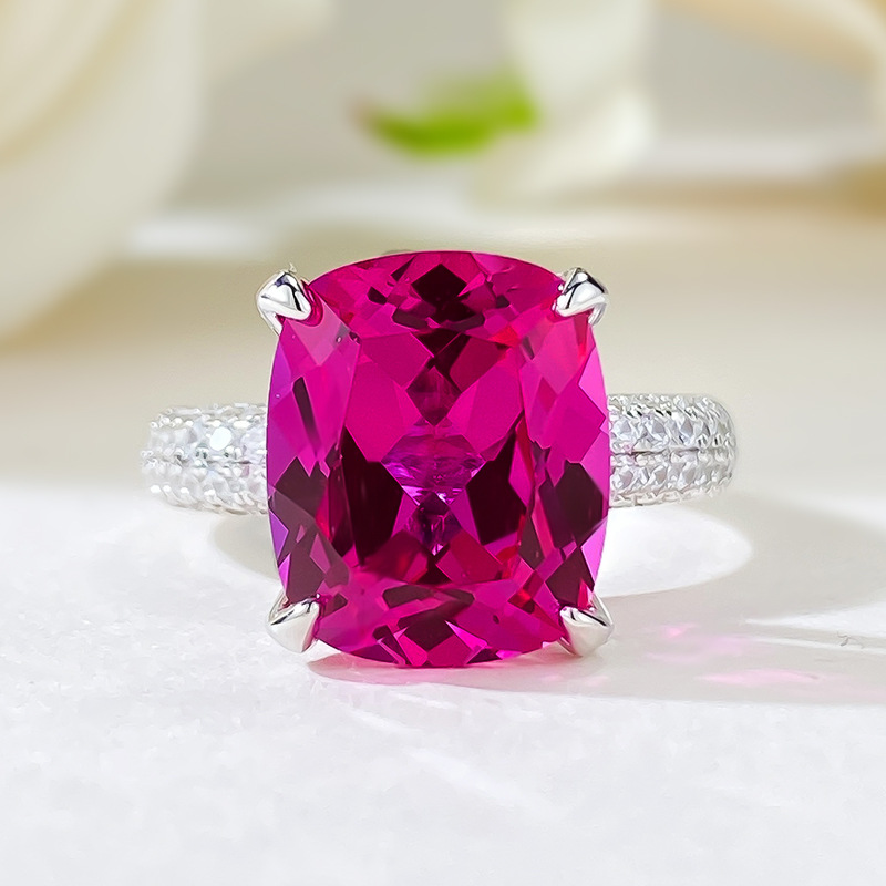 Cushion Engagement Ring 10*12 925 Silver High Carbon Diamond