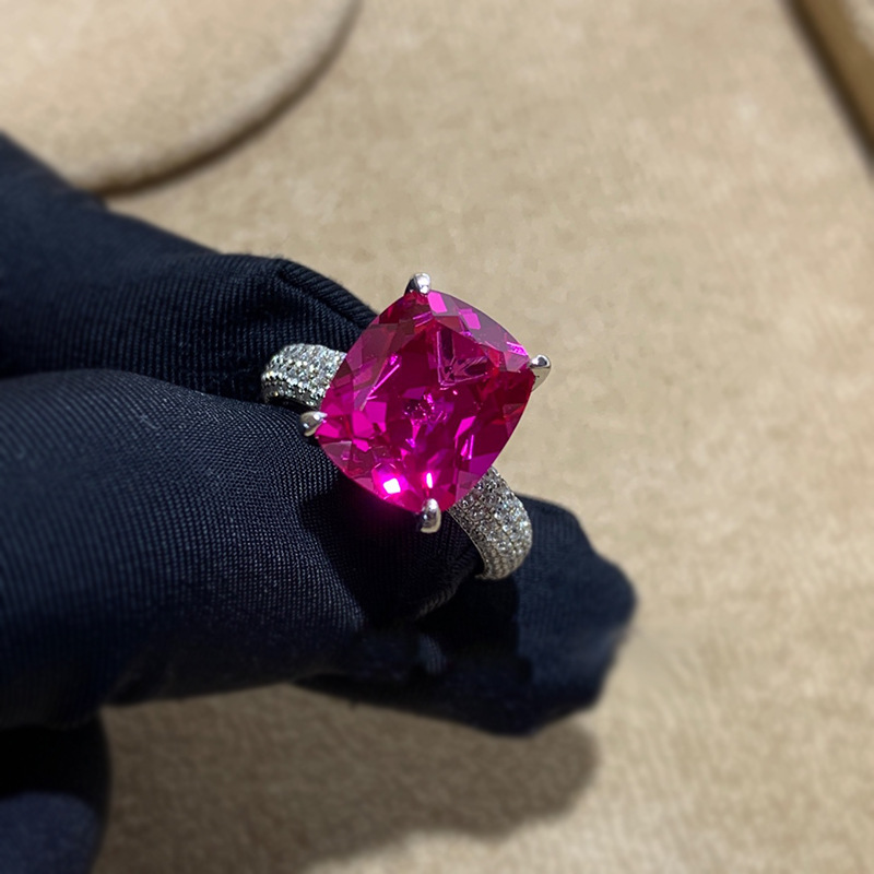 Cushion Engagement Ring 10*12 925 Silver High Carbon Diamond
