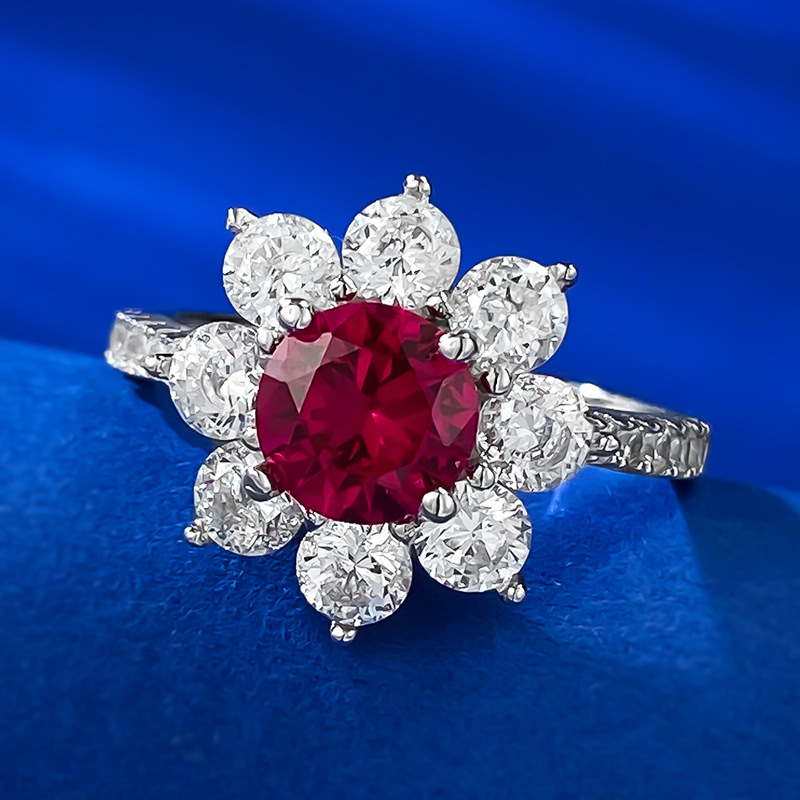 Round Engagement Ring 1ct 6.5mm 925 Silver High Carbon Diamond