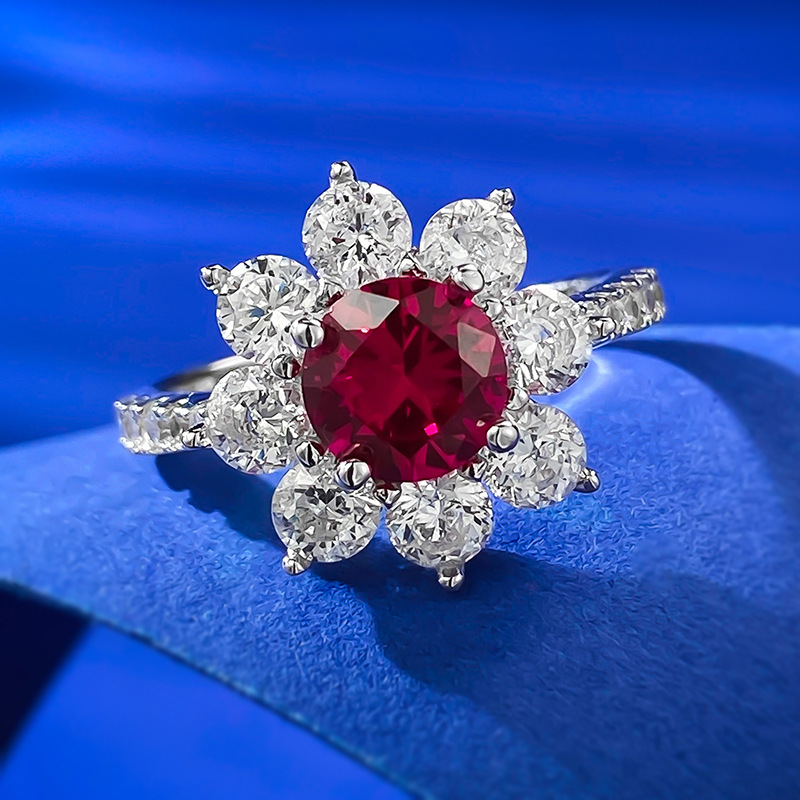 Round Engagement Ring 1ct 6.5mm 925 Silver High Carbon Diamond