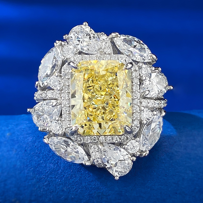 Radiant Engagement Ring 4ct 9*11 925 Silver High Carbon Diamond