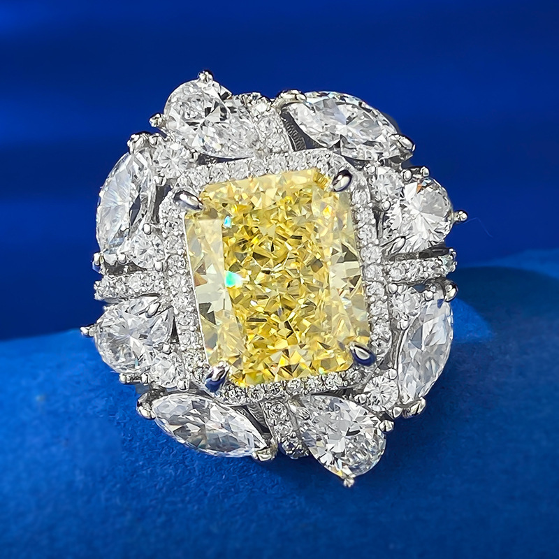 Radiant Engagement Ring 4ct 9*11 925 Silver High Carbon Diamond