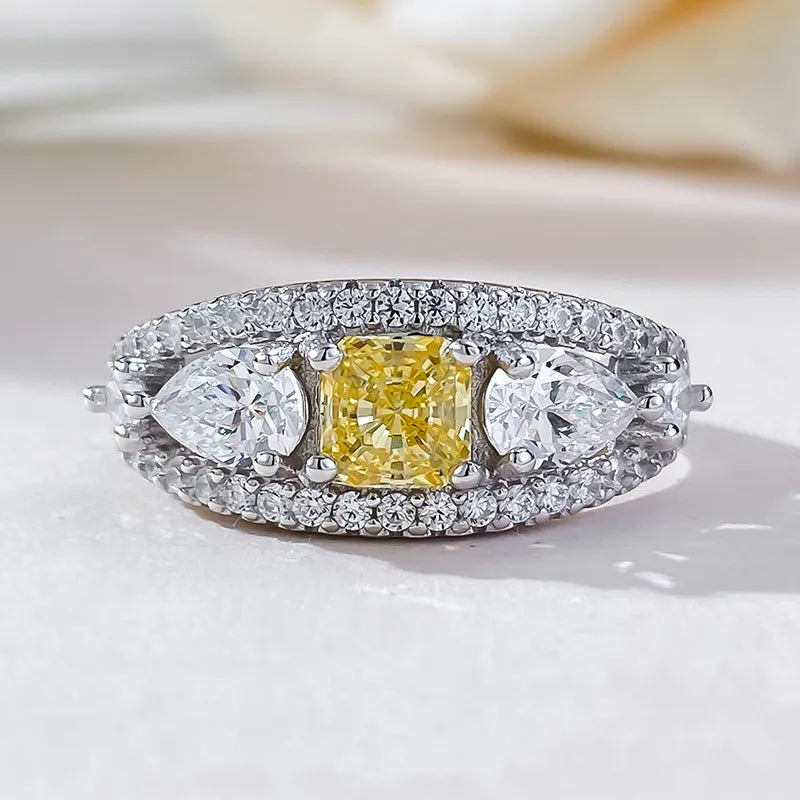 Princess Engagement Ring 5*5 925 Silver High Carbon Diamond