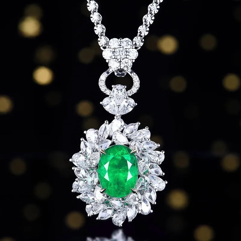 Oval Engagement Ring 18K Gold 5.36ct Colombian Emerald Ring
