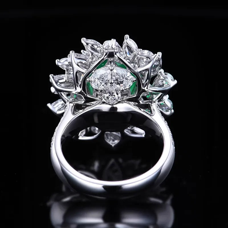 Oval Engagement Ring 18K Gold 5.36ct Colombian Emerald Ring
