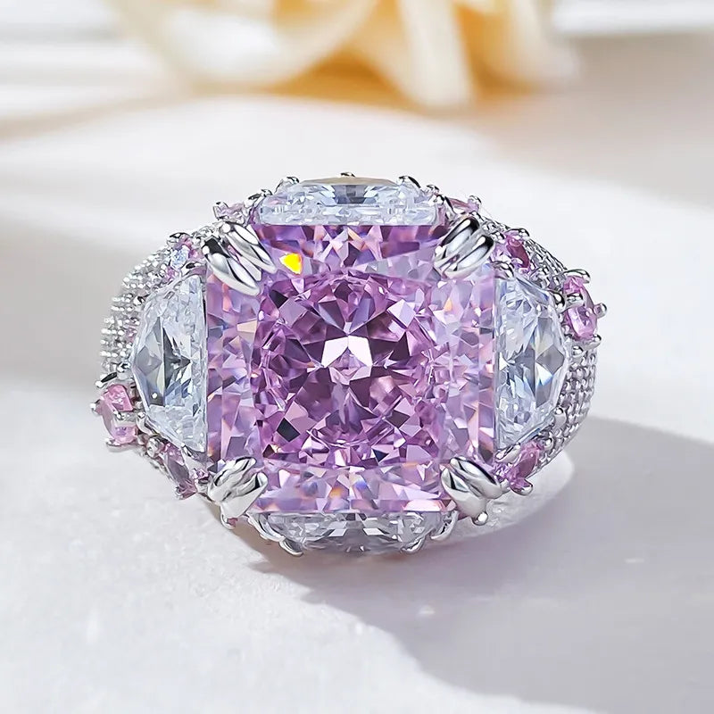 Princess Engagement Ring 12*12 925 Silver High Carbon Diamond