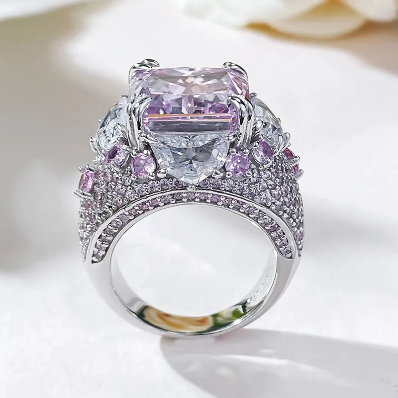 Princess Engagement Ring 12*12 925 Silver High Carbon Diamond