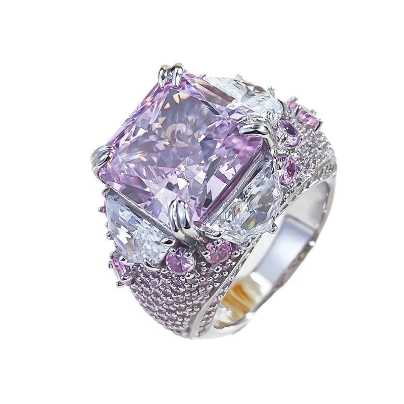 Princess Engagement Ring 12*12 925 Silver High Carbon Diamond