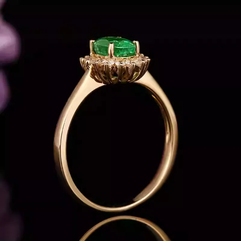 Engagement Ring 18K Gold 1ct Colombian Emerald Ring