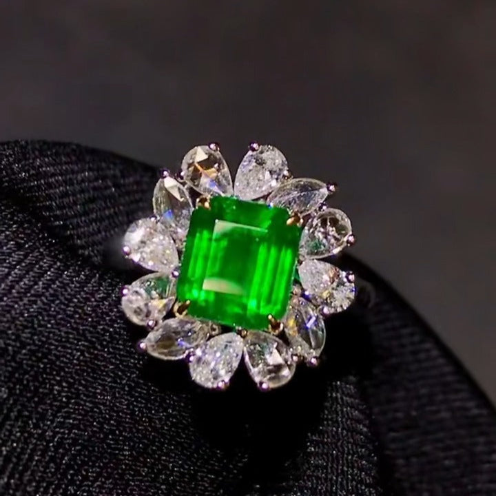 2ct Walton Green Emerald Ring with Diamonds