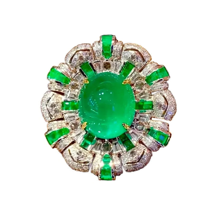 8.05ct High-Quality Emerald Ring and Pendant Dual-Use Design in 18K Gold