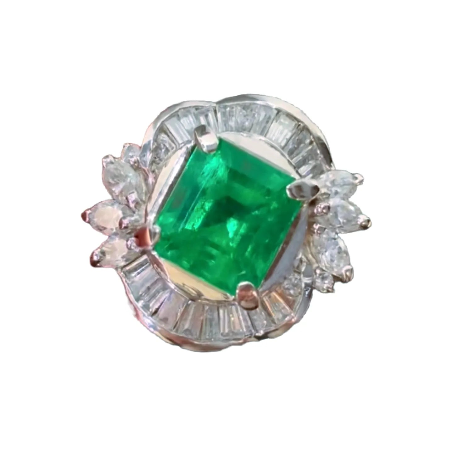 3.28ct Colombian Emerald Ring with Platinum Setting and 1ct Diamond Accents