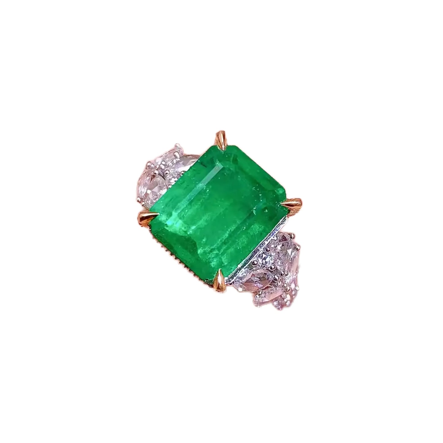 Engagement Ring 18K Gold 4.5ct Natural Zambian Emerald Ring